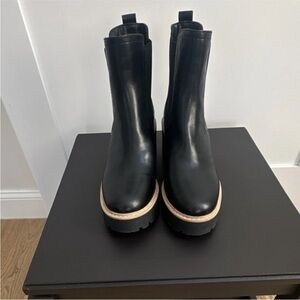 DV by Dolce Vita Black Ankle Boots with Tan Sole